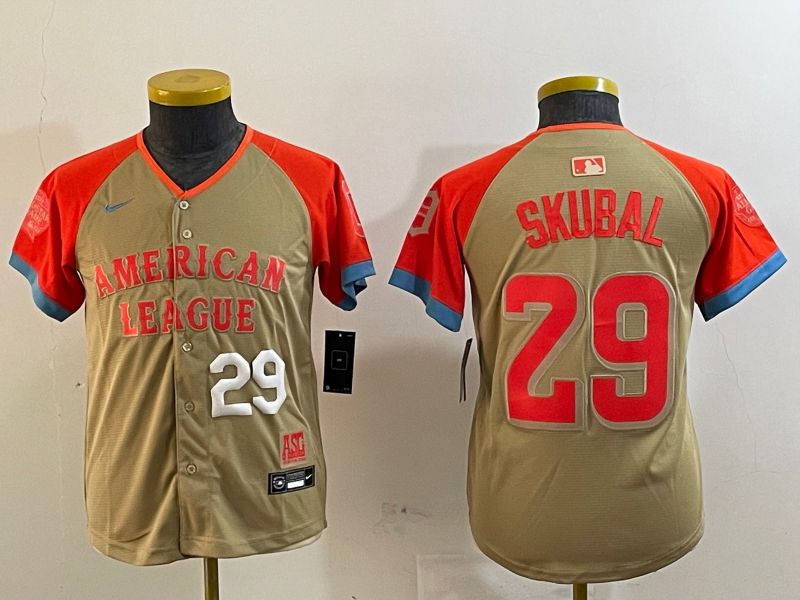 Youth Detroit Tigers #29 Skubal Brown All star 2024 Nike MLB Jersey style 5